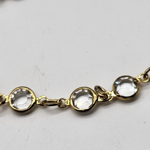 VTG Austrian Crystal USA Gold Tone Bezel Set Bracelet Clear/Colorless - Picture 3 of 6